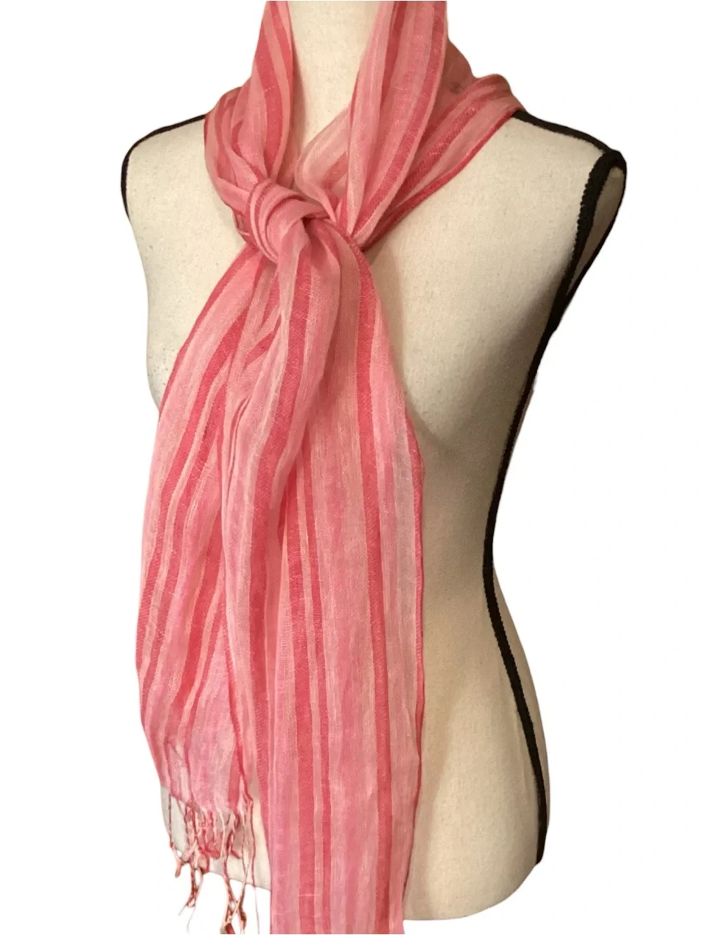 Lot of‎ 3 Scarves Owls Silk Striped Linen Cotton